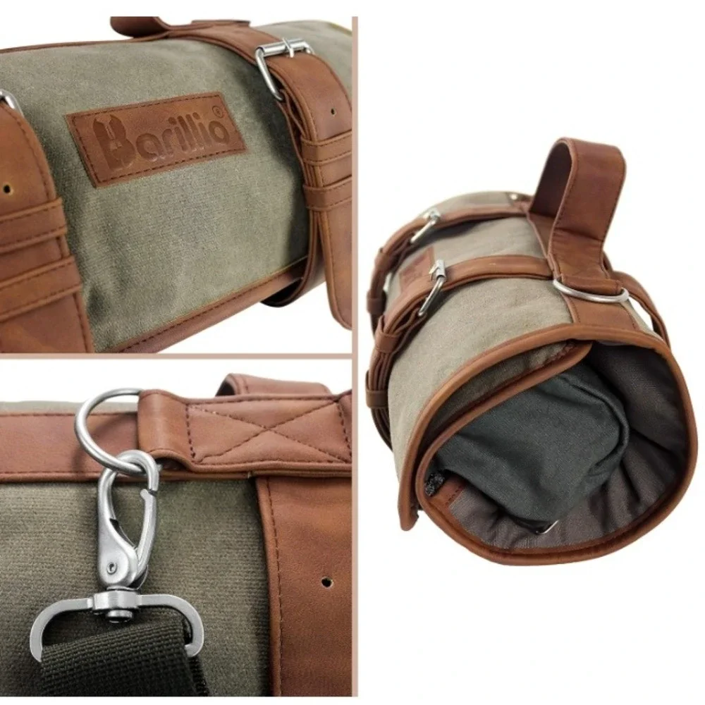 Barillio Bartender Roll Bag Unisex OS Olive Green Waxed Canvas Professional Case